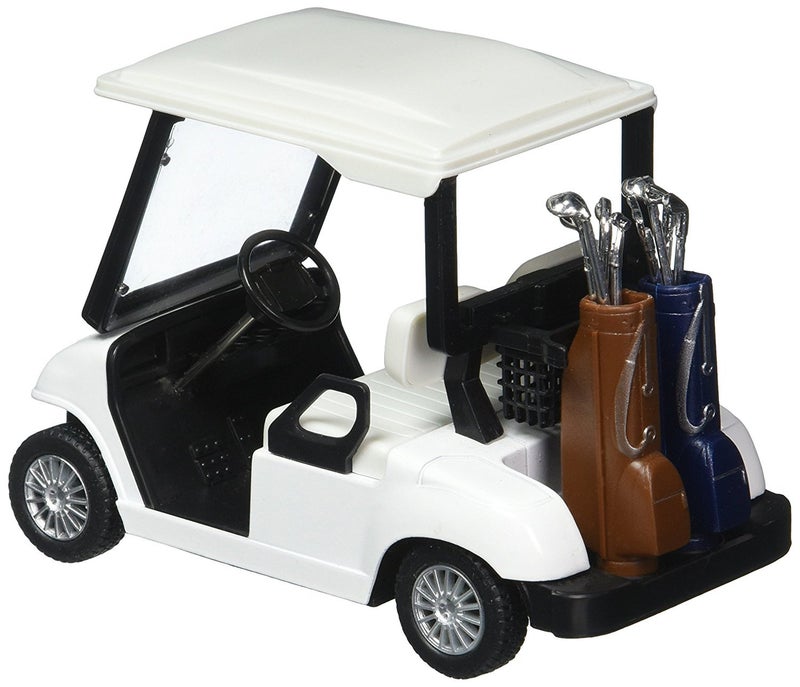 KinsFun White No Decal Golf Cart 4"" Die Cast Metal Model Pullback Action Toy Car - Image 2